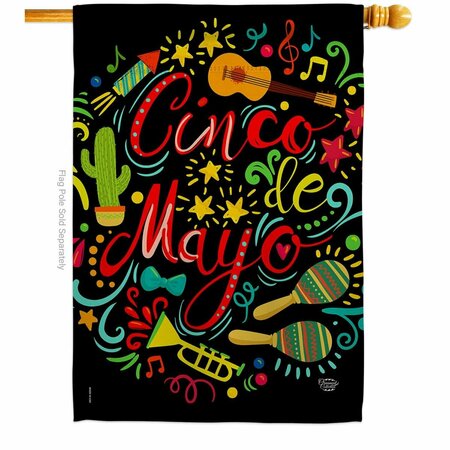 CUADRILATERO El Fiesta Cinco de Mayo Summertime 28 x 40 in. Dbl-Sided Vertical House Flags for  Banner Garden CU4075100